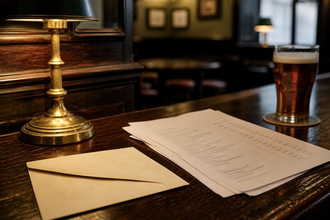 Paperwork on a bar, ready to be named and filed.